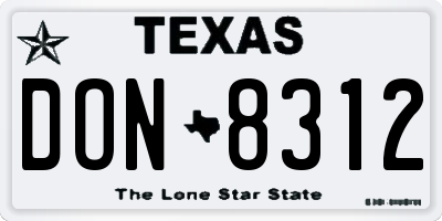 TX license plate DON8312
