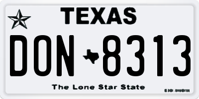 TX license plate DON8313