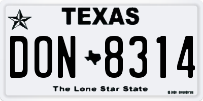 TX license plate DON8314
