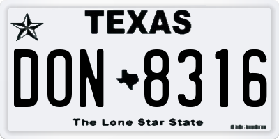 TX license plate DON8316