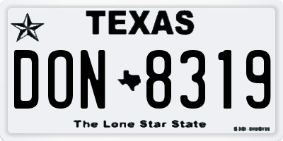 TX license plate DON8319