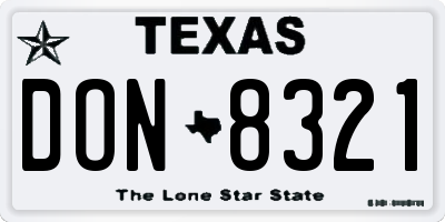 TX license plate DON8321