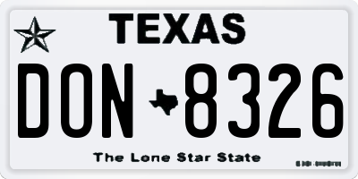 TX license plate DON8326