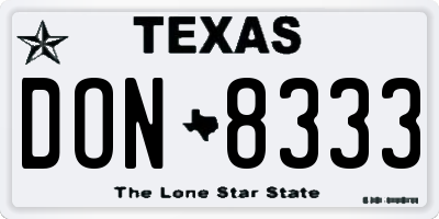 TX license plate DON8333