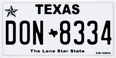 TX license plate DON8334