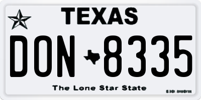 TX license plate DON8335