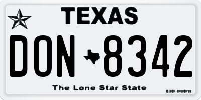 TX license plate DON8342