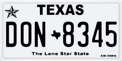 TX license plate DON8345