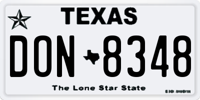 TX license plate DON8348