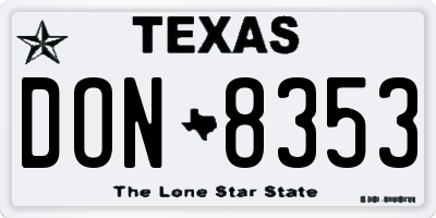 TX license plate DON8353