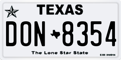 TX license plate DON8354