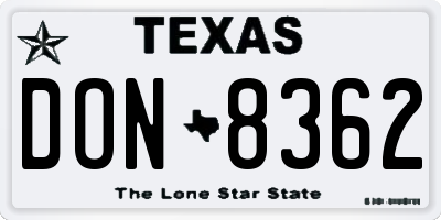 TX license plate DON8362