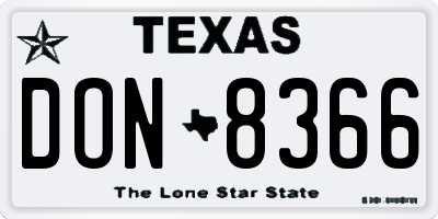 TX license plate DON8366