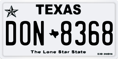 TX license plate DON8368