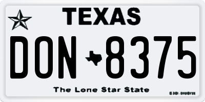 TX license plate DON8375