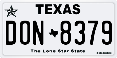 TX license plate DON8379