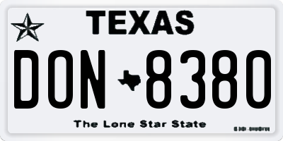 TX license plate DON8380