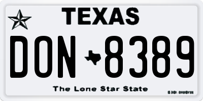 TX license plate DON8389