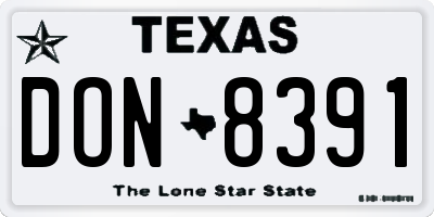 TX license plate DON8391