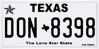 TX license plate DON8398