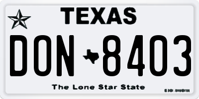 TX license plate DON8403