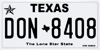 TX license plate DON8408