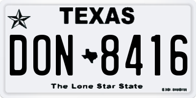 TX license plate DON8416
