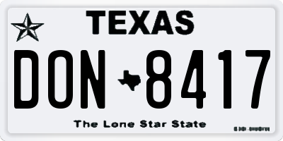 TX license plate DON8417