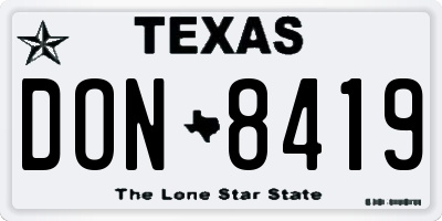 TX license plate DON8419