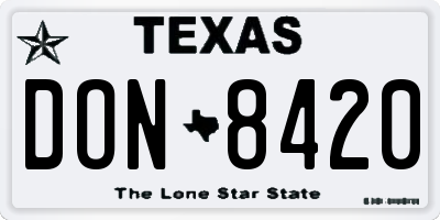 TX license plate DON8420