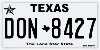 TX license plate DON8427