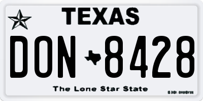 TX license plate DON8428