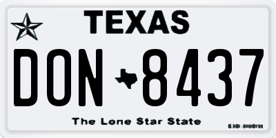TX license plate DON8437