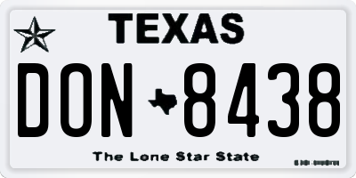 TX license plate DON8438