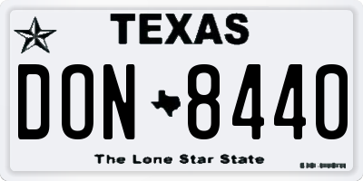 TX license plate DON8440