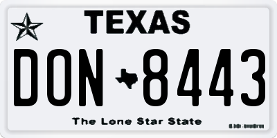 TX license plate DON8443