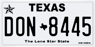TX license plate DON8445