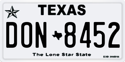 TX license plate DON8452