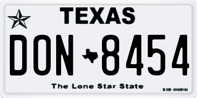 TX license plate DON8454