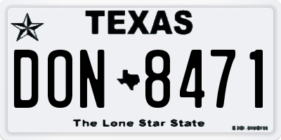 TX license plate DON8471