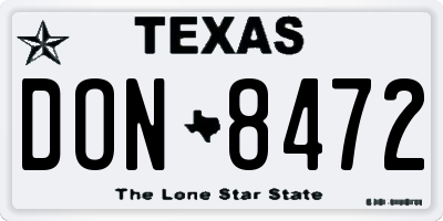 TX license plate DON8472
