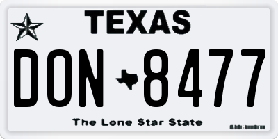 TX license plate DON8477