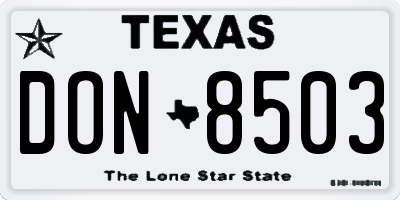 TX license plate DON8503
