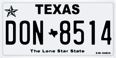 TX license plate DON8514