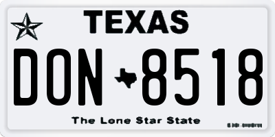 TX license plate DON8518