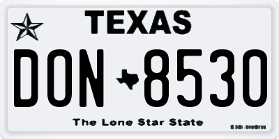 TX license plate DON8530