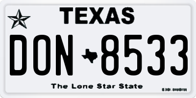 TX license plate DON8533
