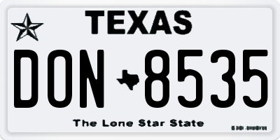 TX license plate DON8535