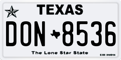 TX license plate DON8536