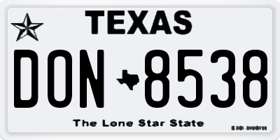 TX license plate DON8538